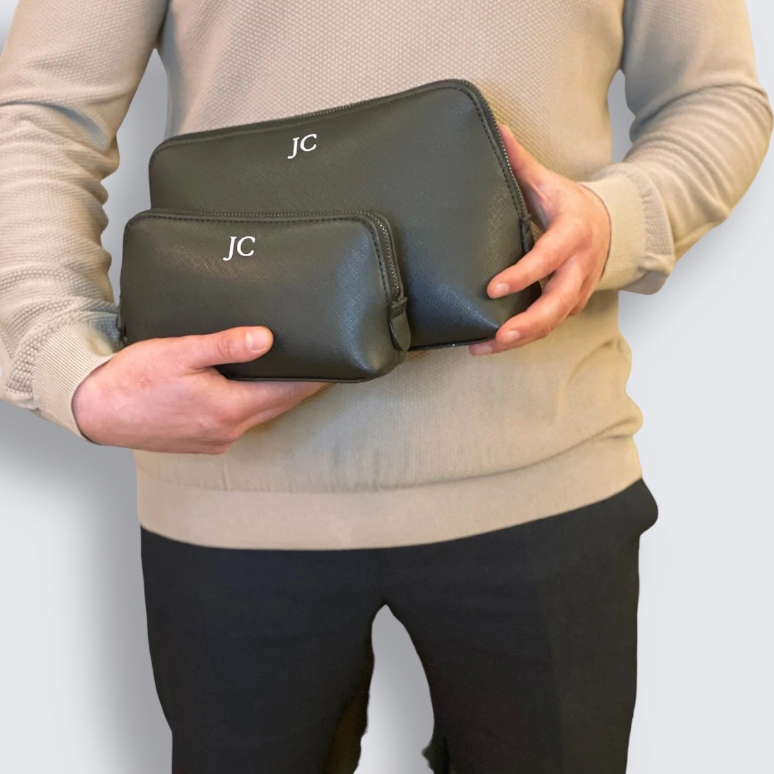 Mens Personalised Toiletry Bag & Wash Bag Set