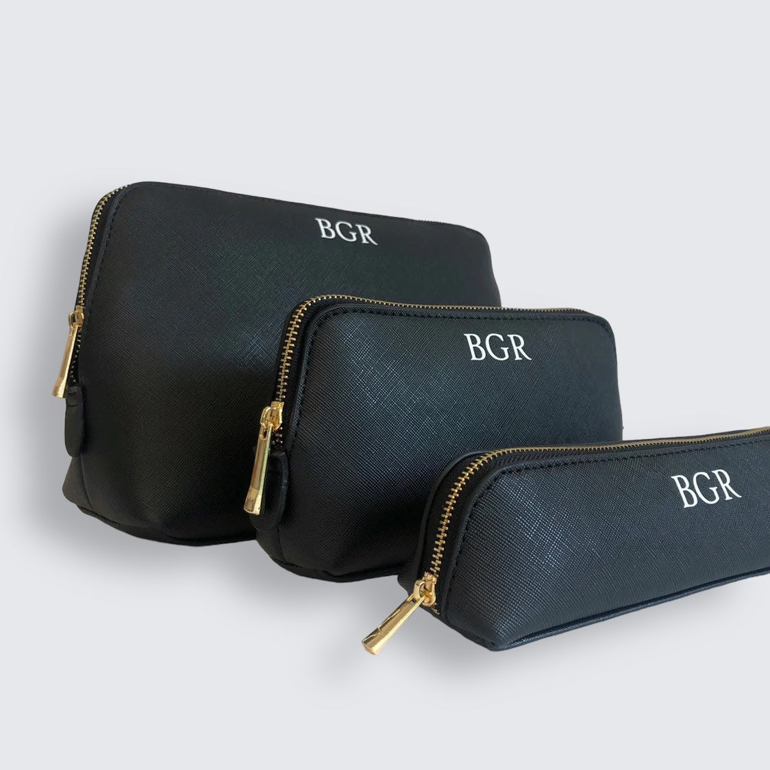 Personalised Luxury Grey Washbag & Makeup Bag Set
