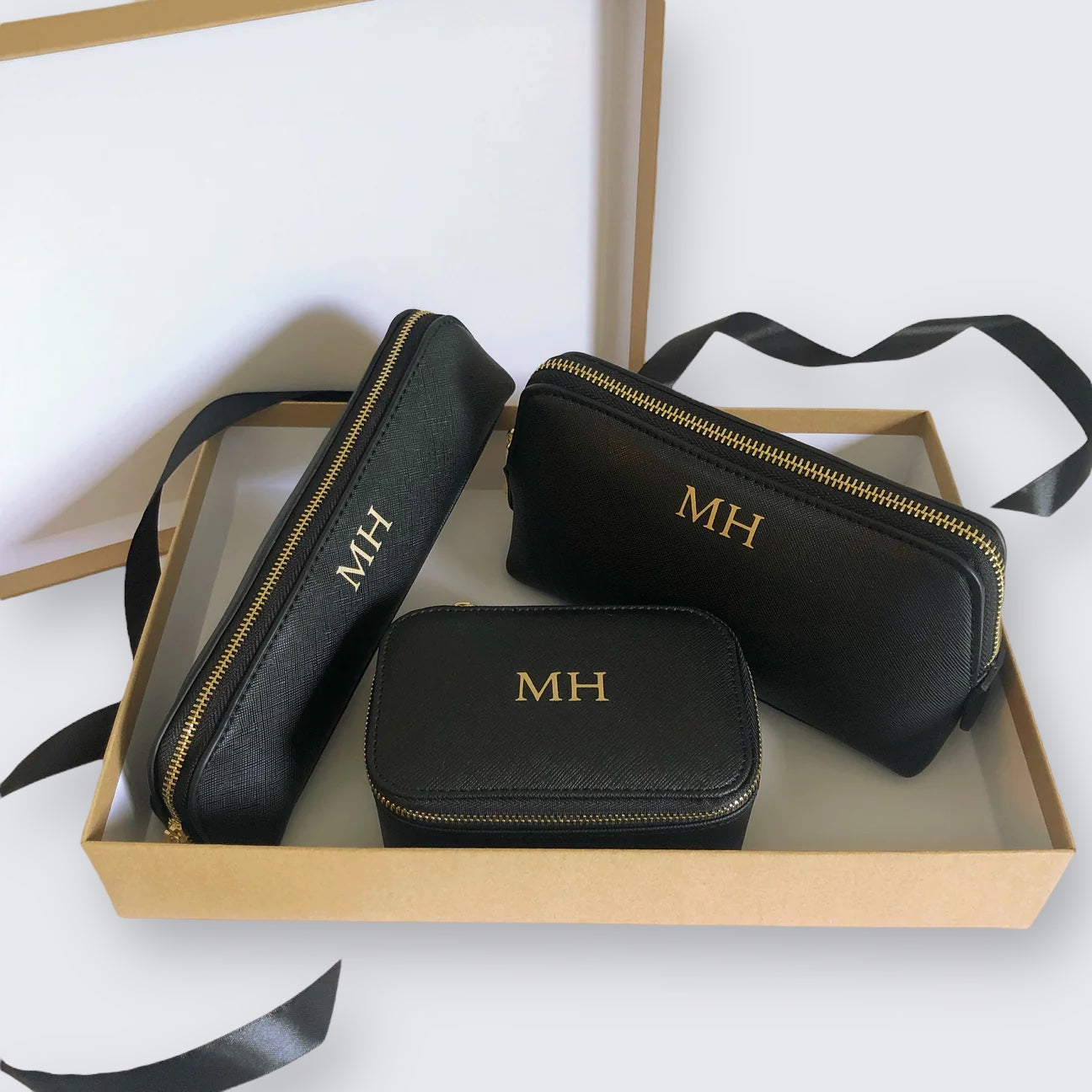 Personalised Double Zip Makeup Bag & Jewellery Box Set