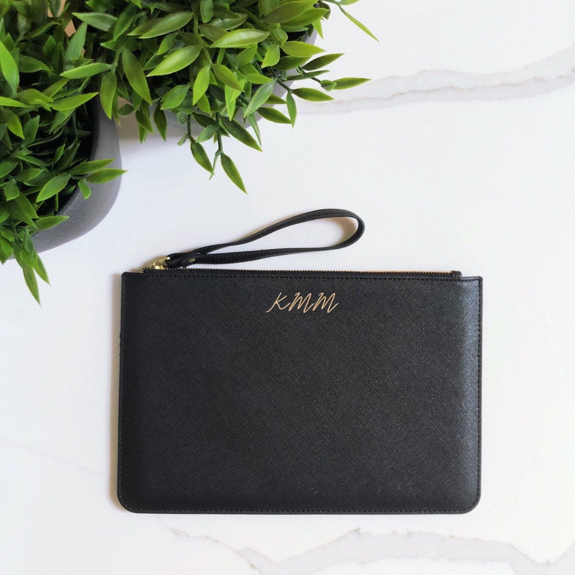 Personalised Black Wristlet Clutch Bag