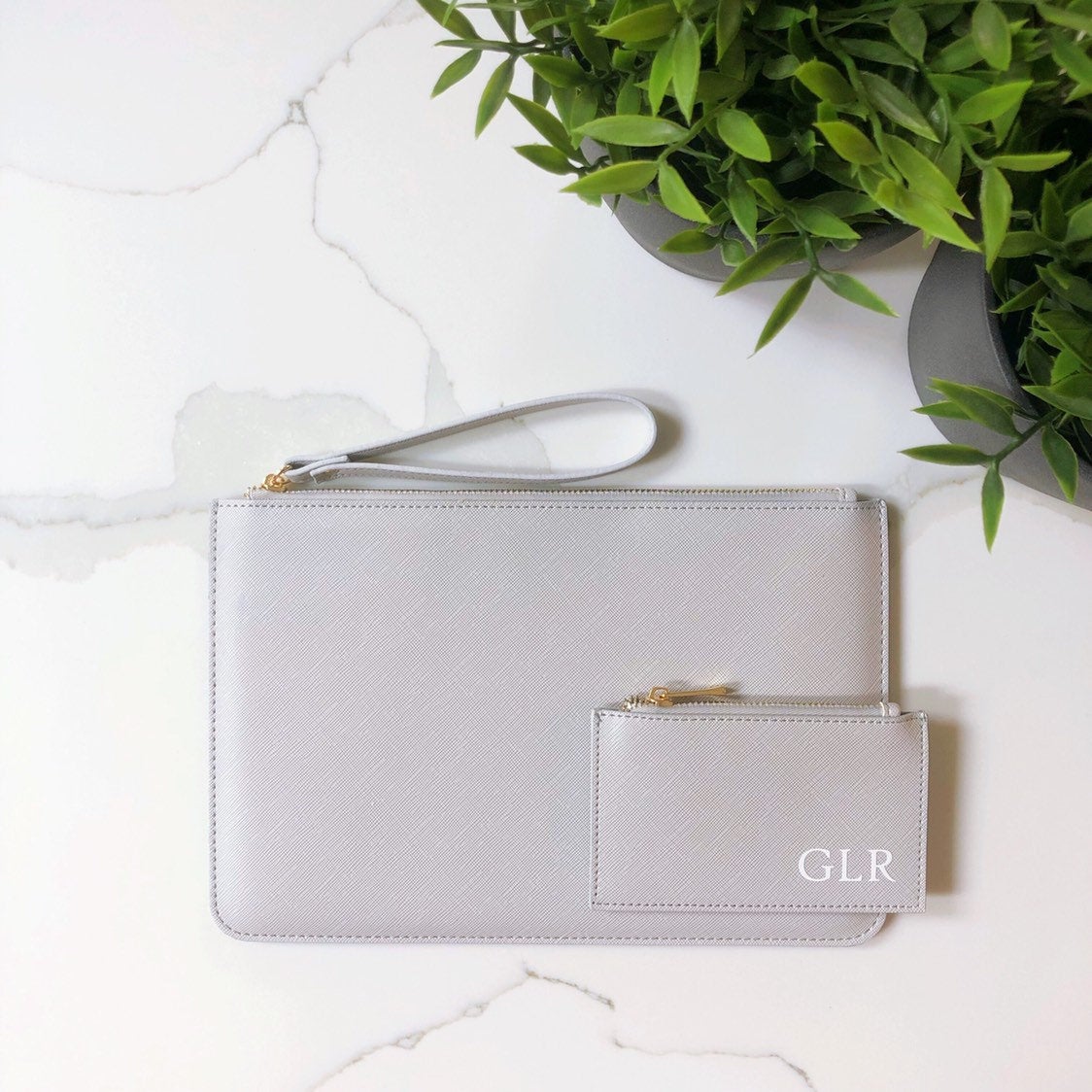 Personalised Black Wristlet Clutch Bag & Card Holder