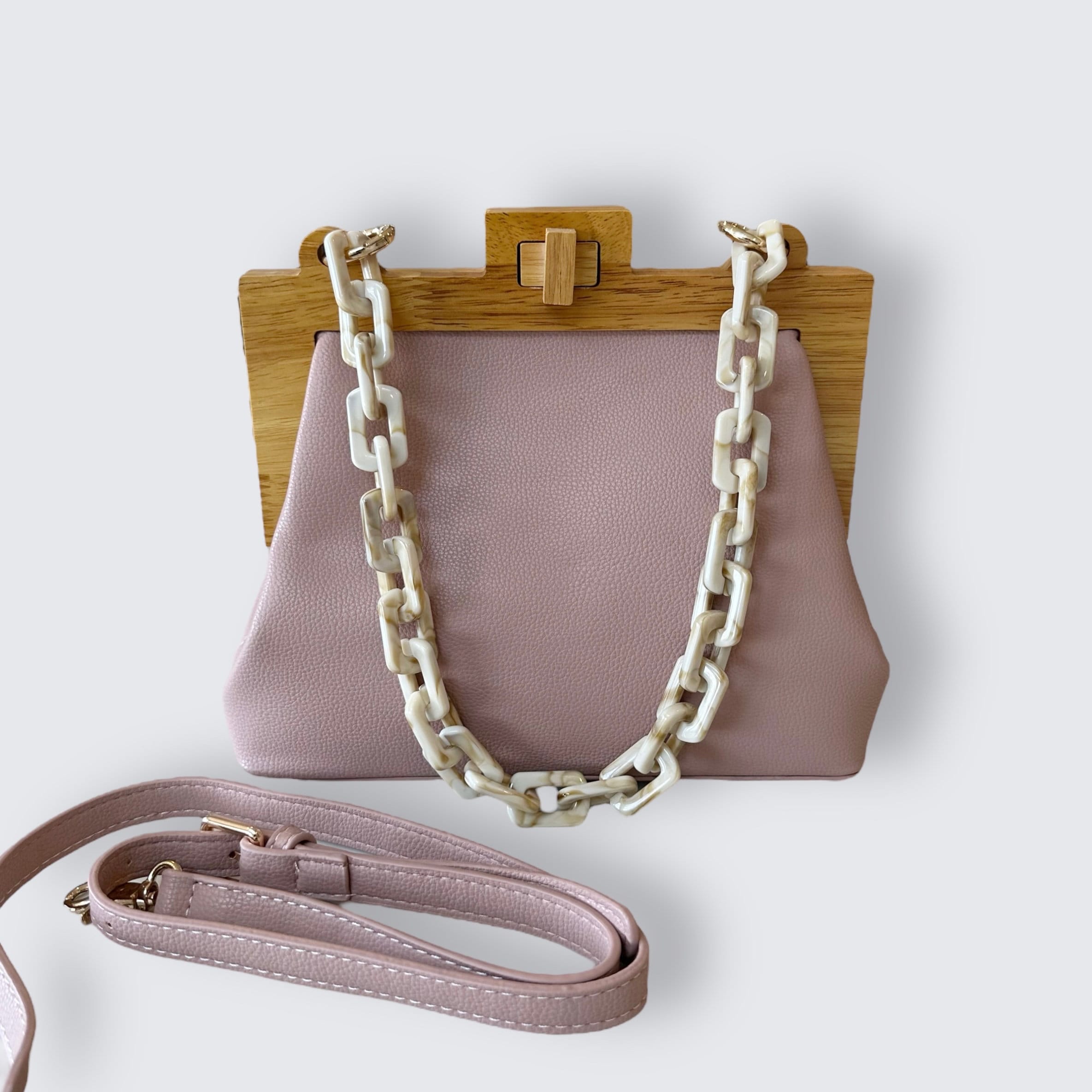 Pink Crossbody Bag With Removable Strap