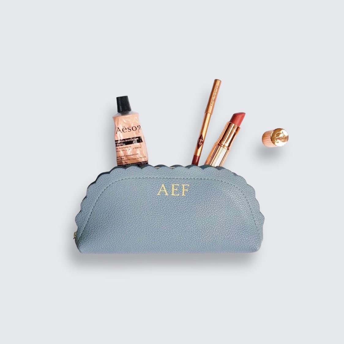 Personalised Scallop Edge Makeup Bag