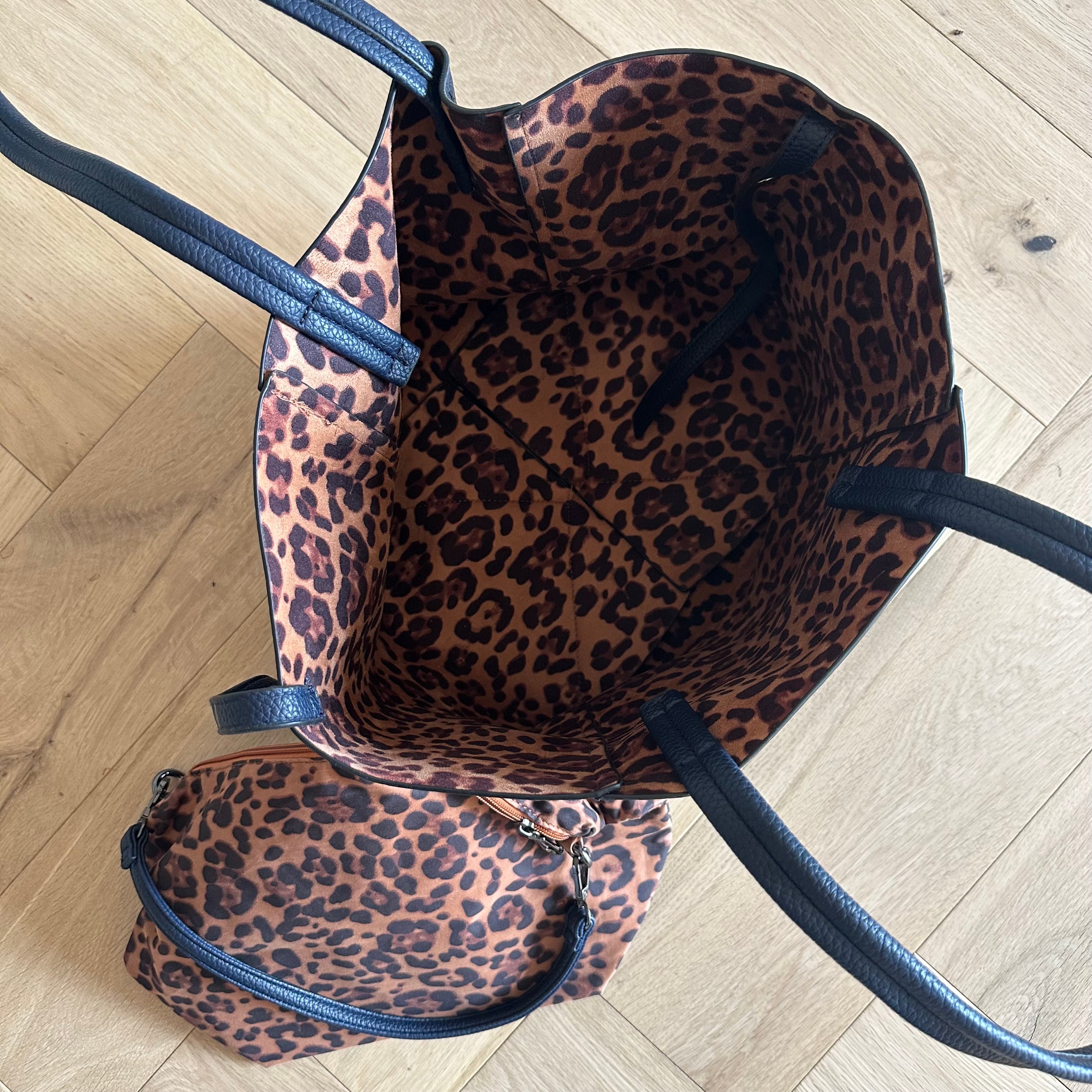 Tote Bag With Leopard Print Pouch