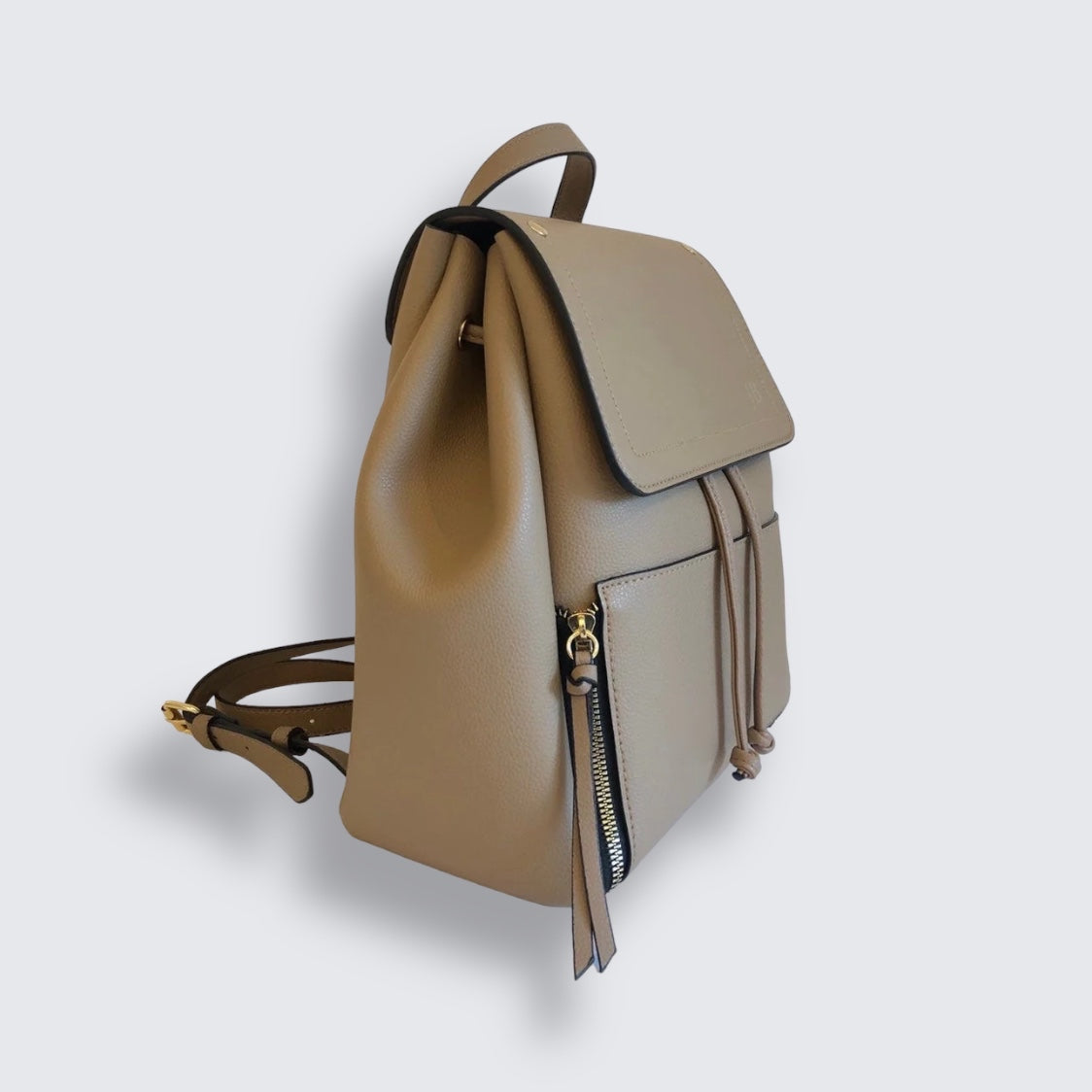 Personalised Vegan Leather Camel Backpack With Initials