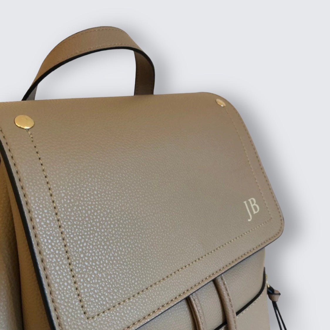 Personalised Vegan Leather Camel Backpack With Initials