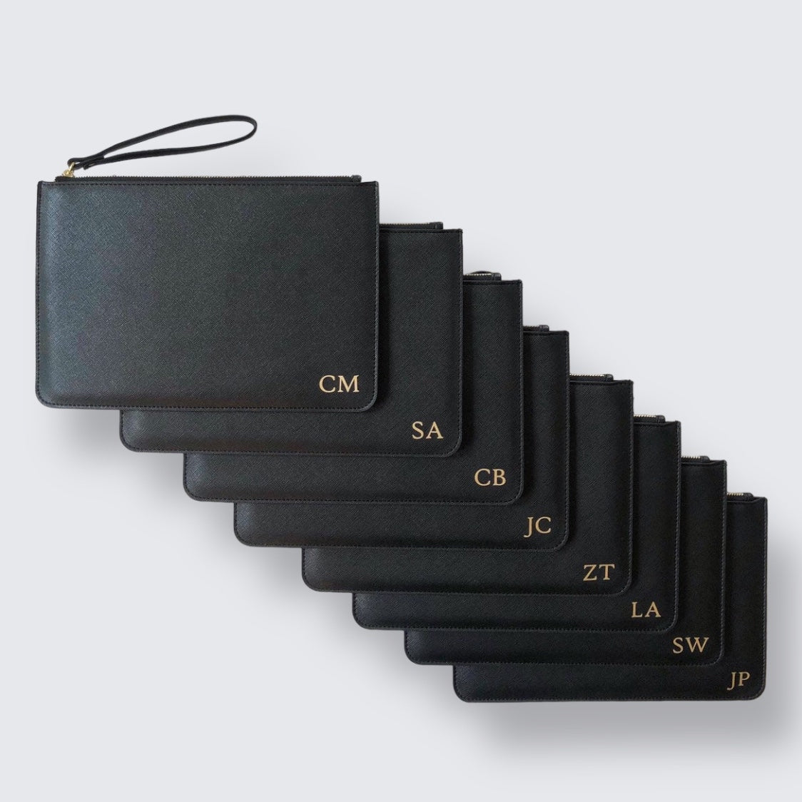 Personalised Black Wristlet Clutch Bag & Card Holder