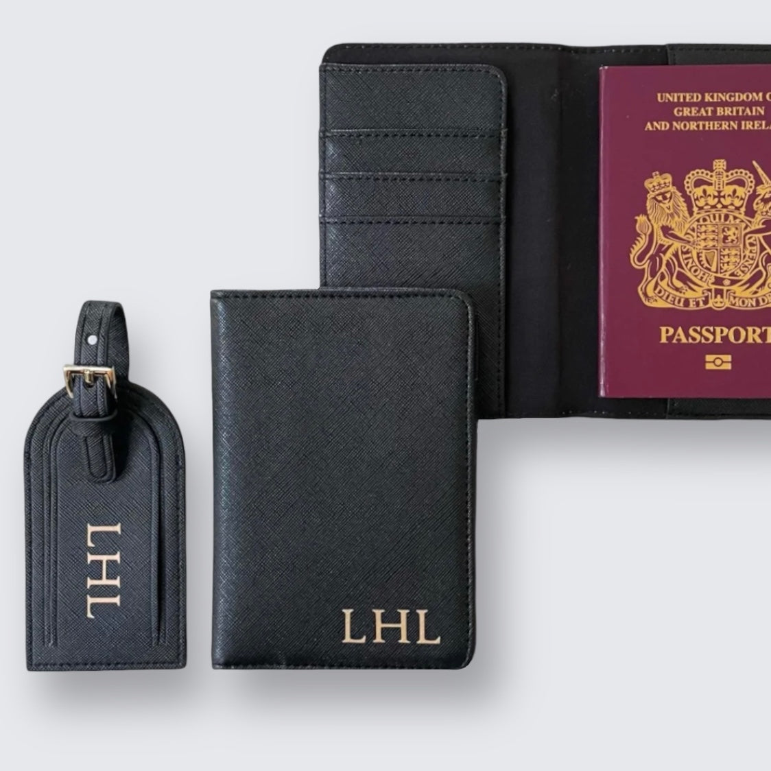 Personalised Black Travel Set