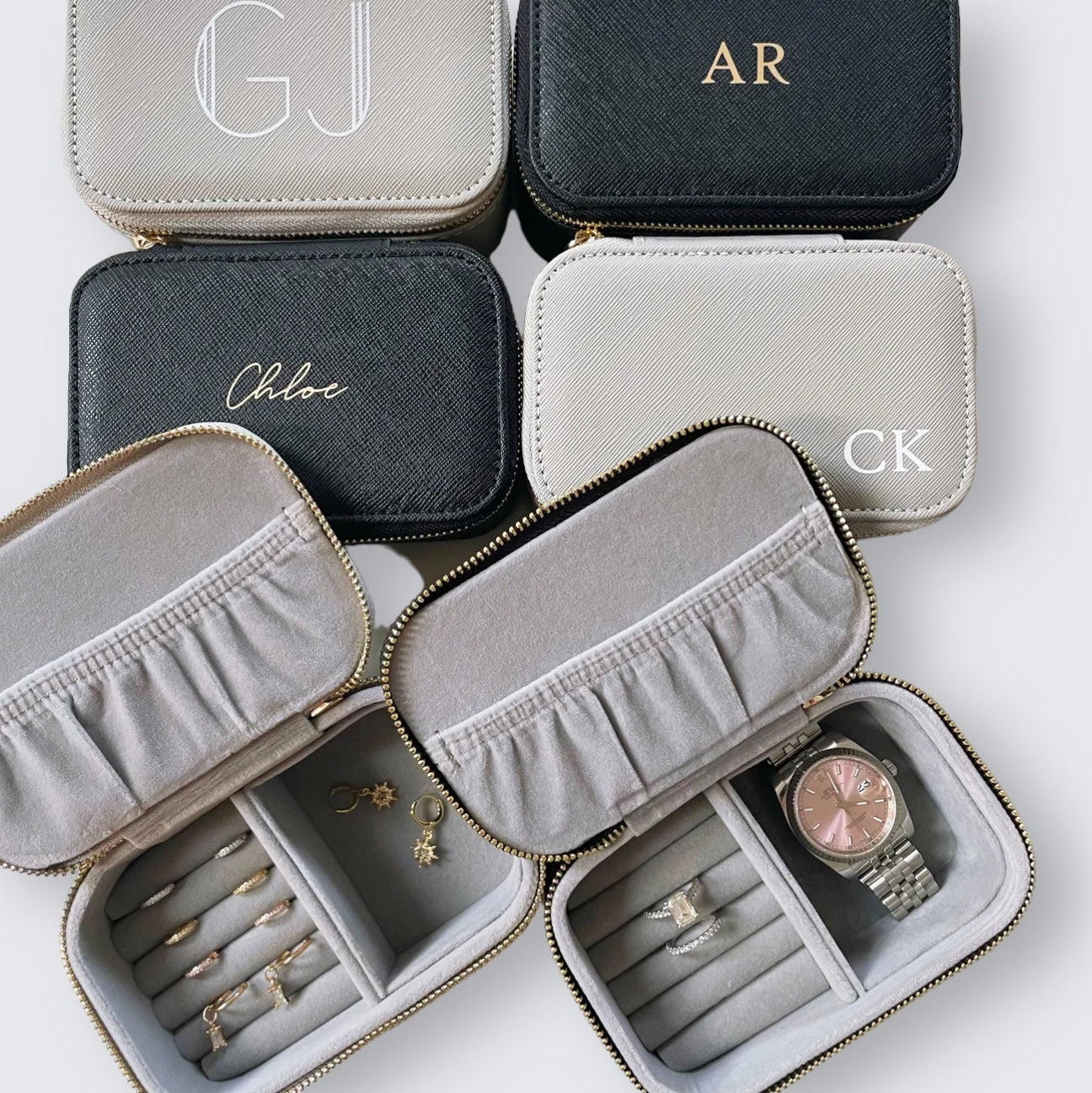 Personalised Classic Black & Grey Jewellery Box