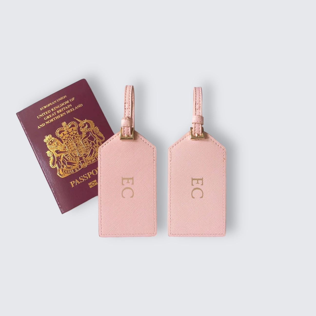 Personalised Pink or White Luggage Tag & Travel Set