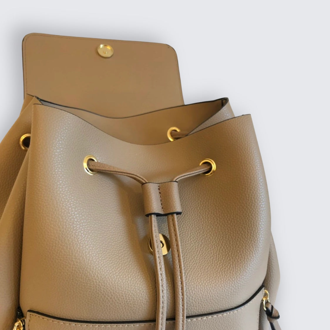 Personalised Vegan Leather Camel Backpack With Initials