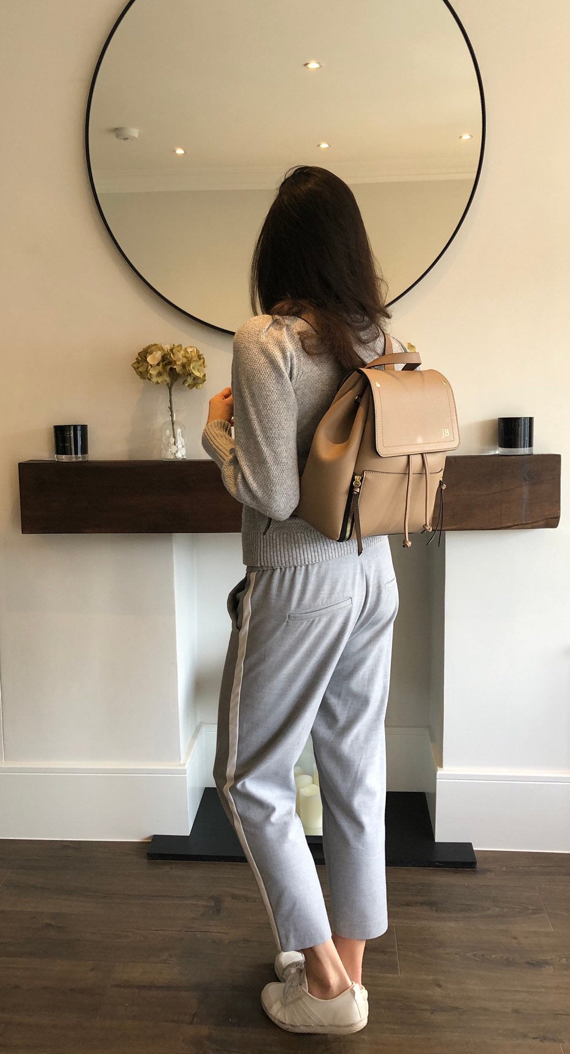 Personalised Vegan Leather Camel Backpack With Initials