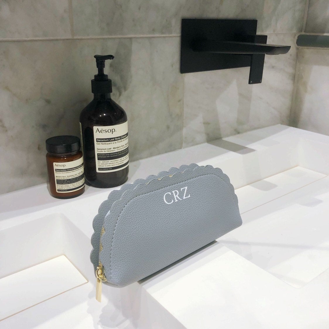 Personalised Scallop Edge Makeup Bag