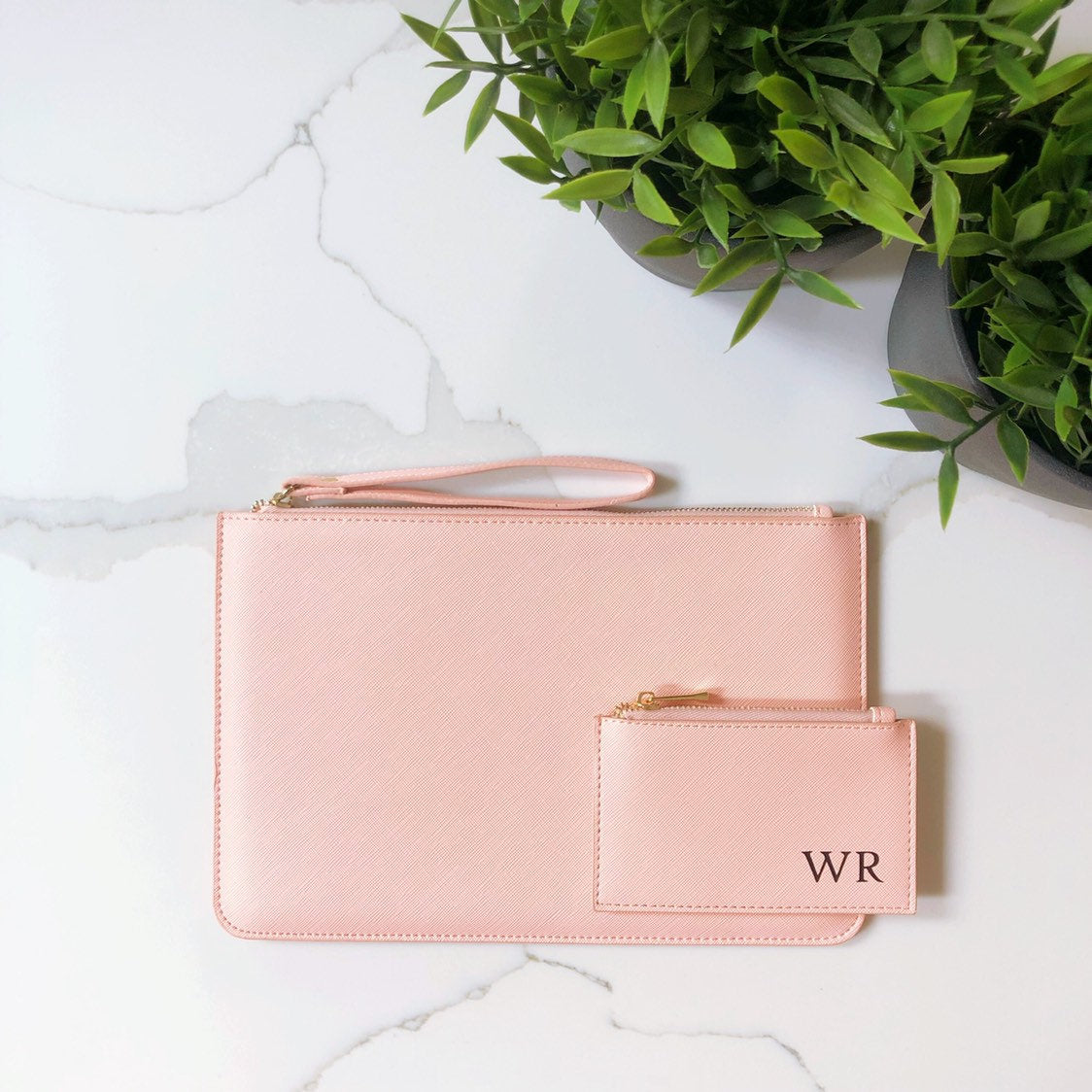 Personalised Black Wristlet Clutch Bag & Card Holder