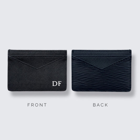 Personalised Leather Card Holder in Black