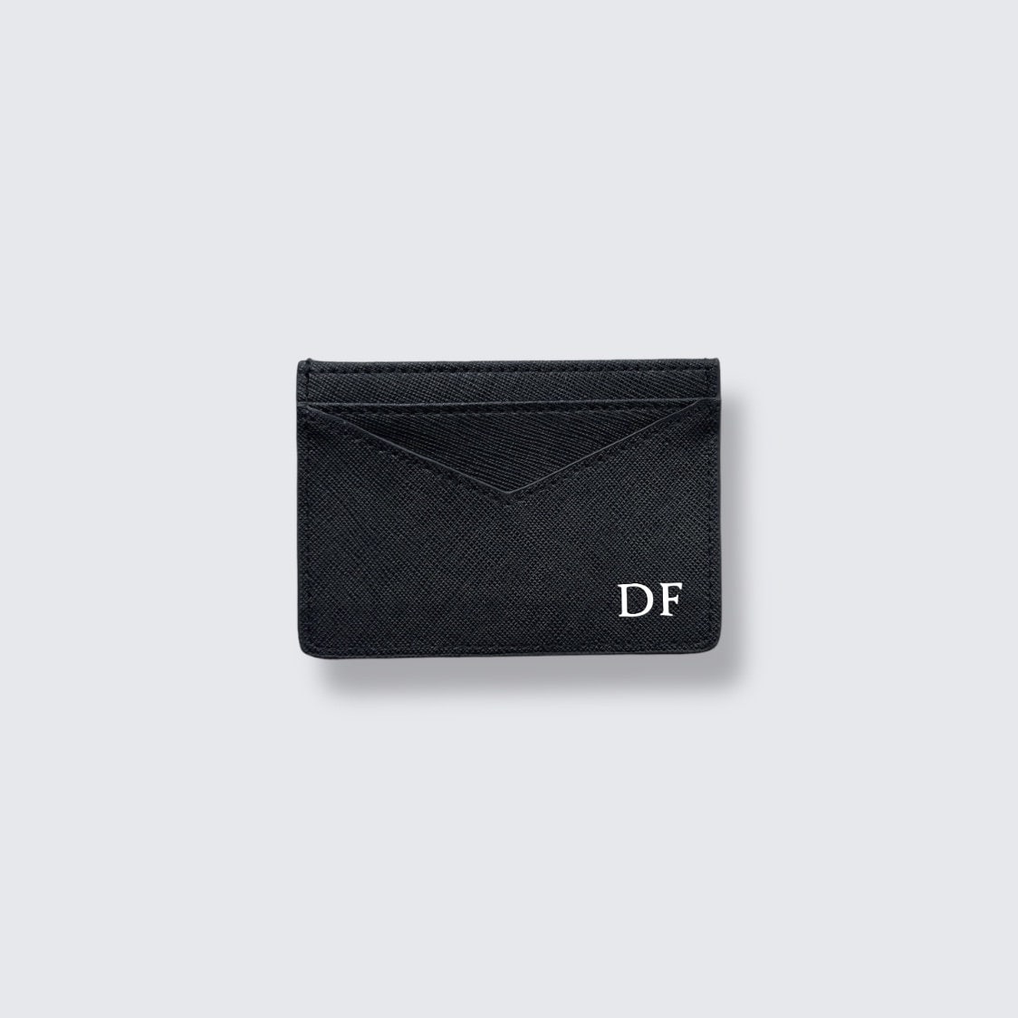 Personalised Leather Card Holder in Black