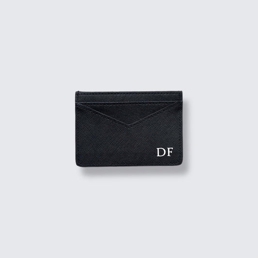 Personalised Leather Card Holder in Black