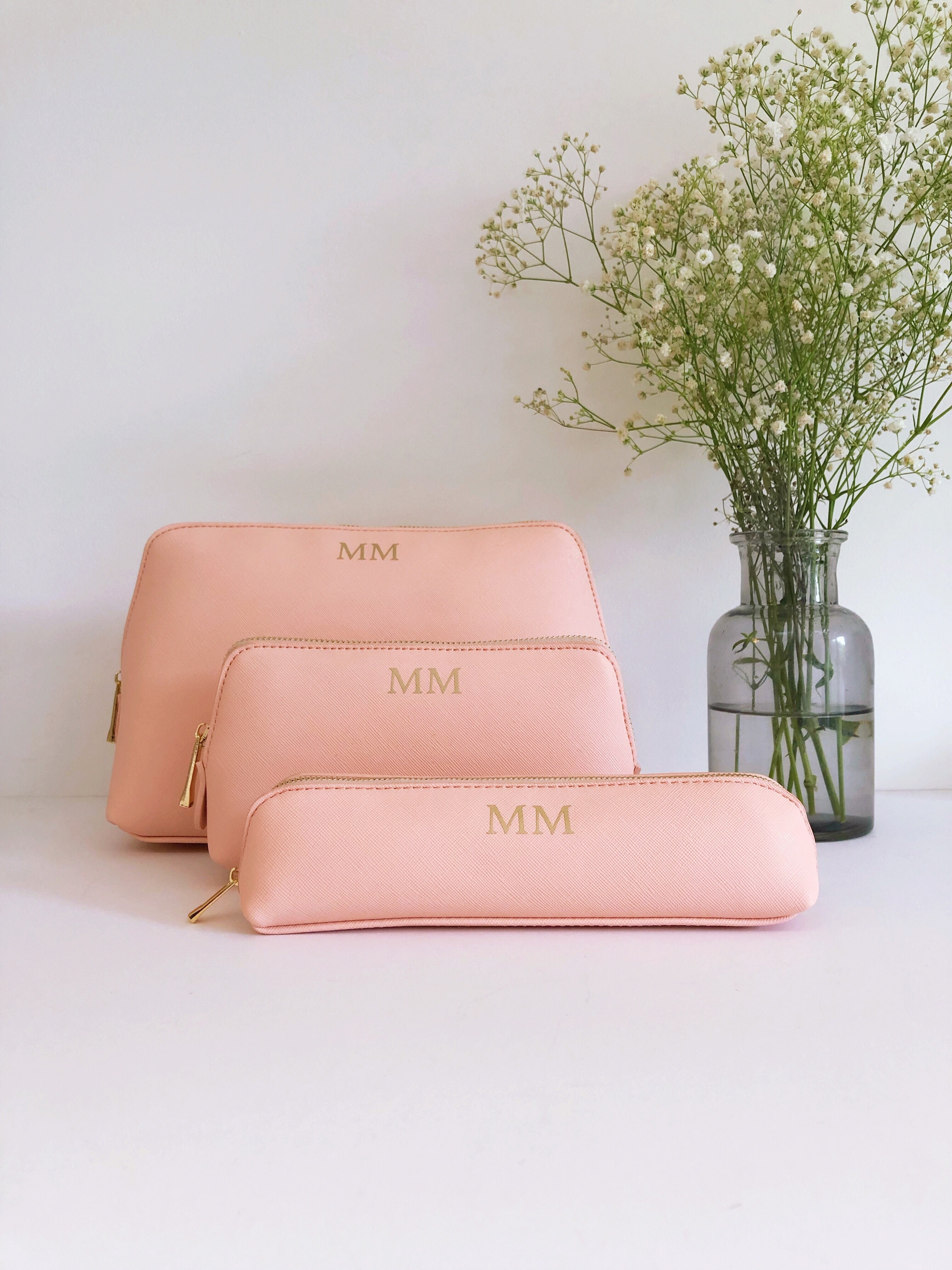 Personalised Luxury Grey Washbag & Makeup Bag Set